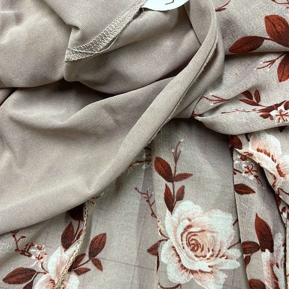 AMERICAN EAGLE Peasant Blush Pink/Wine Floral Smock Long SLV Boho/Cottage Top L - Picture 12 of 16